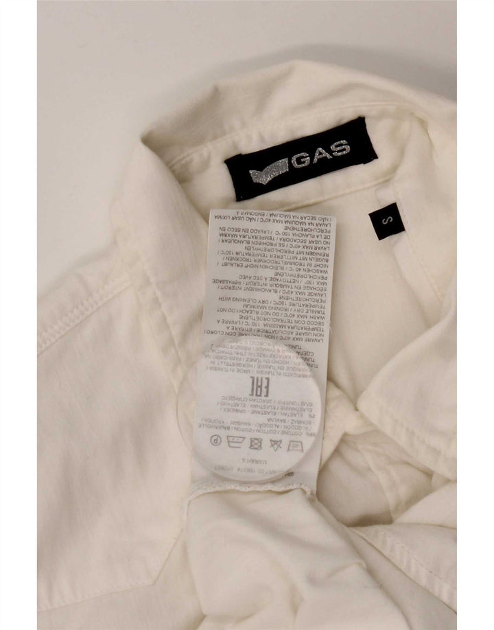 Camisa feminina Gas UK 10 pequena algodão branco