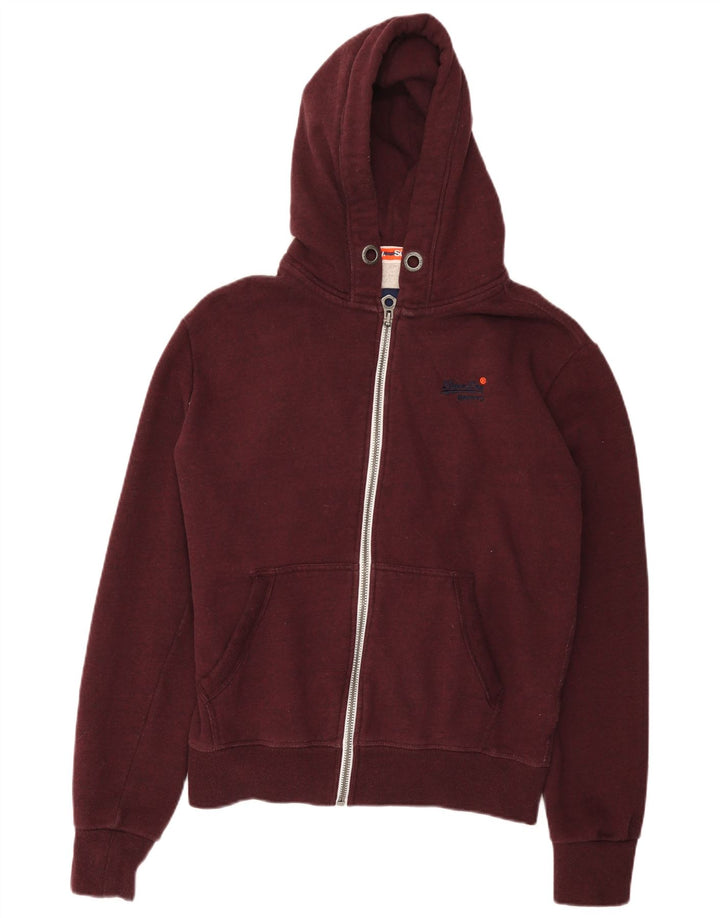 Suéter masculino Superdry com capuz e zíper médio algodão Borgonha