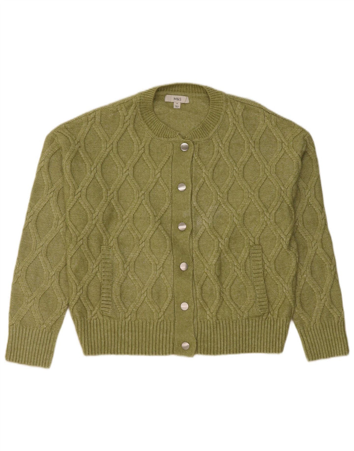 Suéter cardigã feminino Marks & Spencer UK 14 poliéster verde médio
