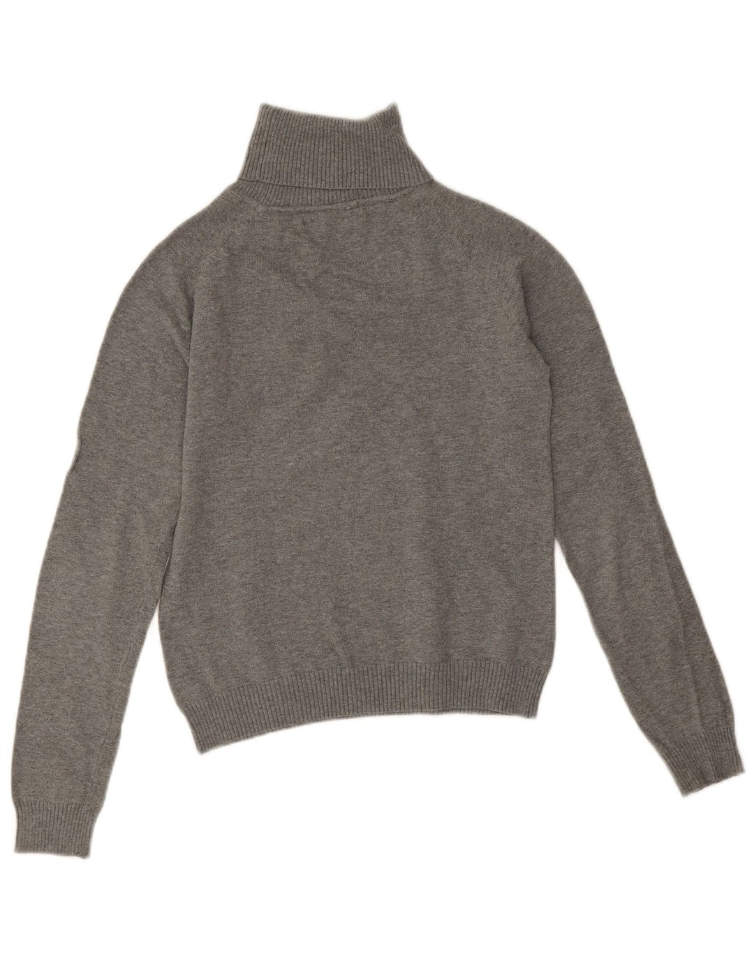 Zara Suéter feminino cropped com gola redonda Reino Unido 12 algodão cinza médio