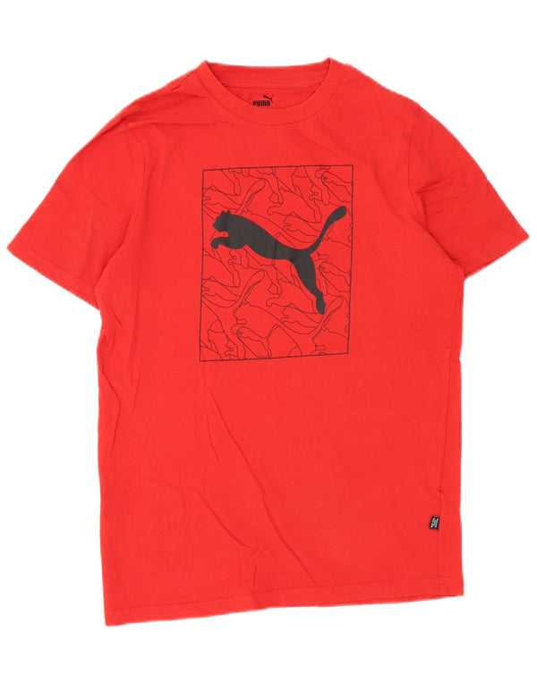 Puma Mens Graphic T-Shirt Top Pequeno Algodão Vermelho