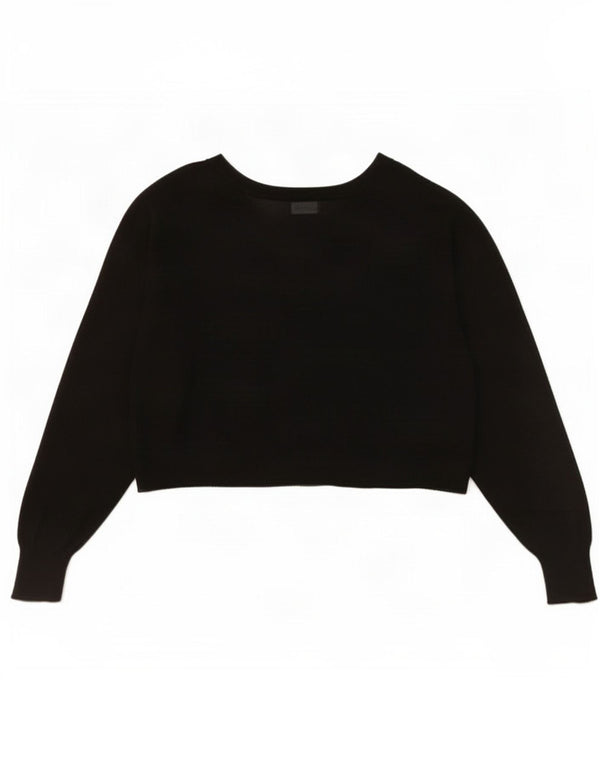 Suéter cardigã feminino Zara crop oversized UK 14 médio preto viscose