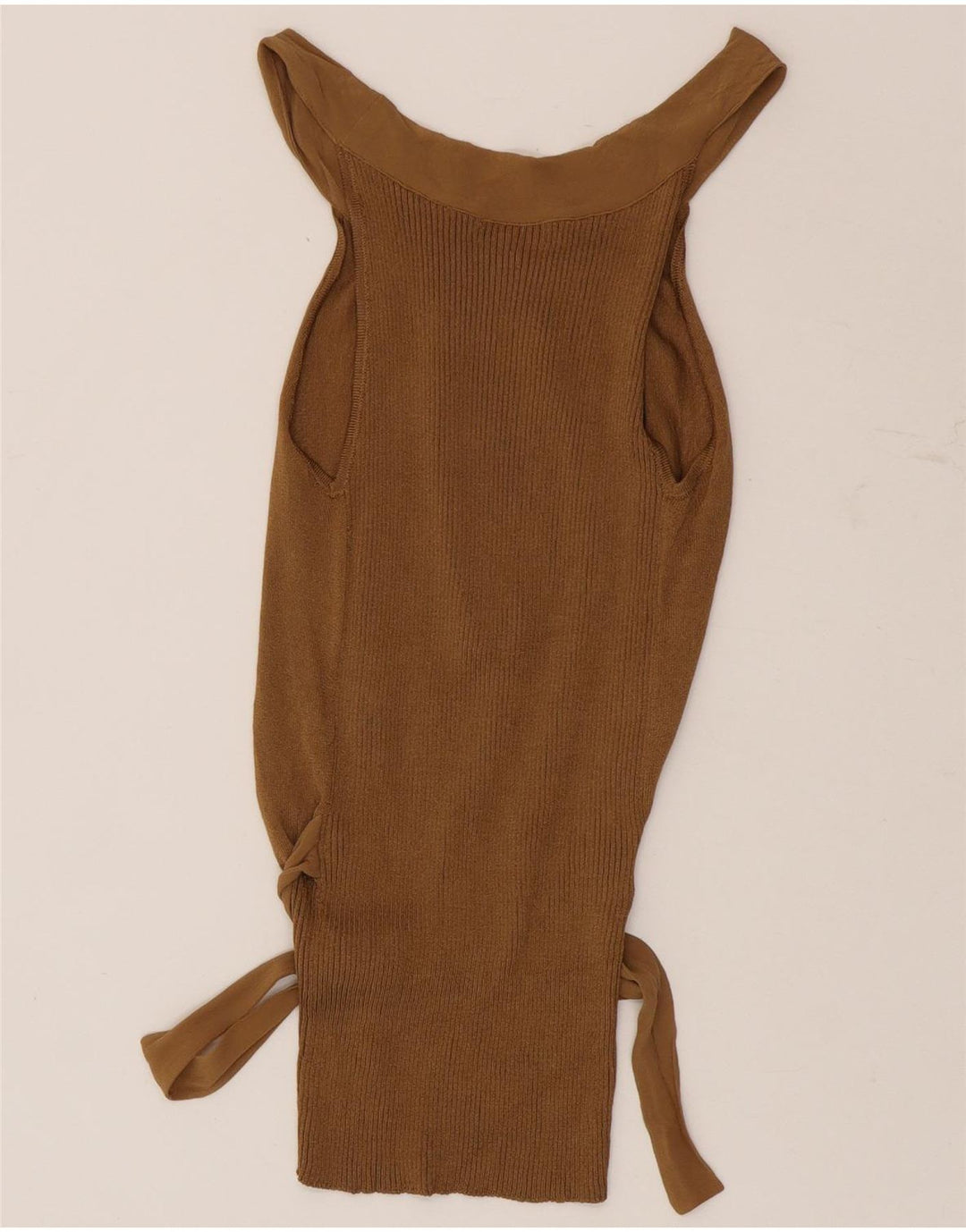 Blusa feminina Massimo Dutti sem ombro Reino Unido 14 grande viscose marrom