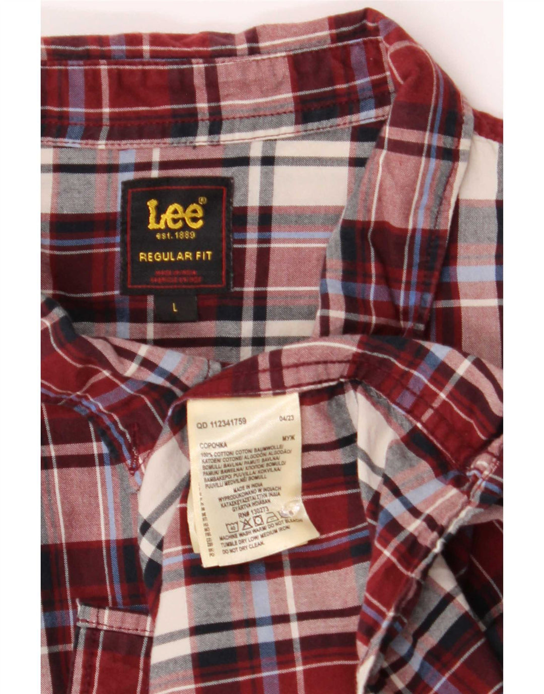 Camisa masculina Lee Regular Fit grande algodão xadrez vermelho
