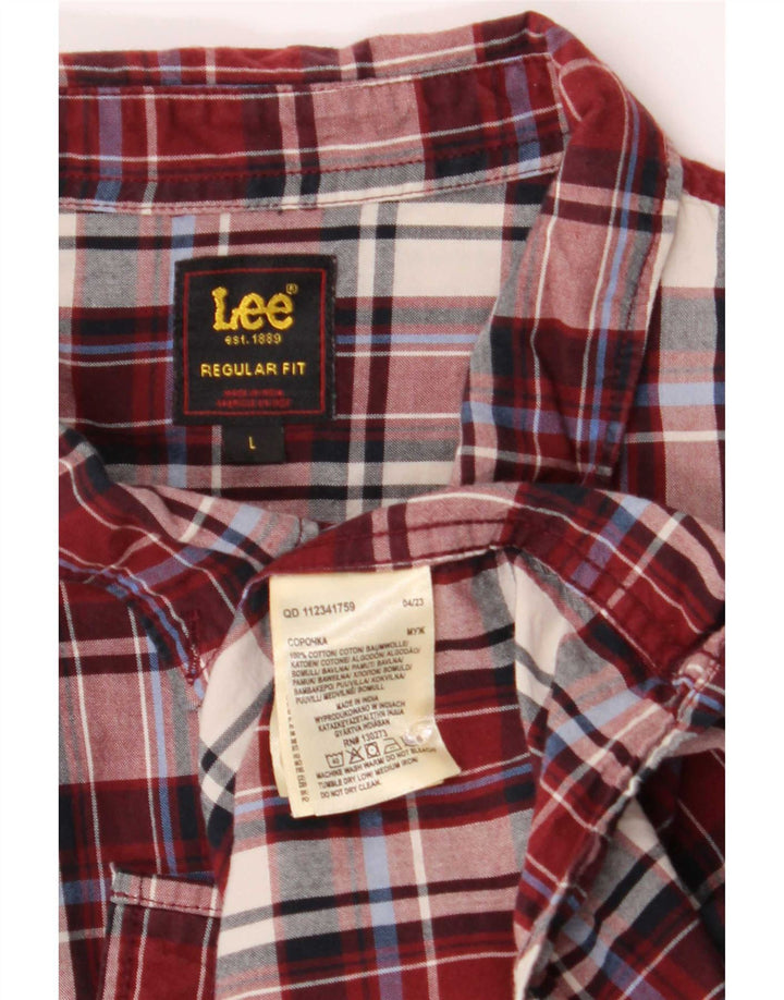 Camisa masculina Lee Regular Fit grande algodão xadrez vermelho