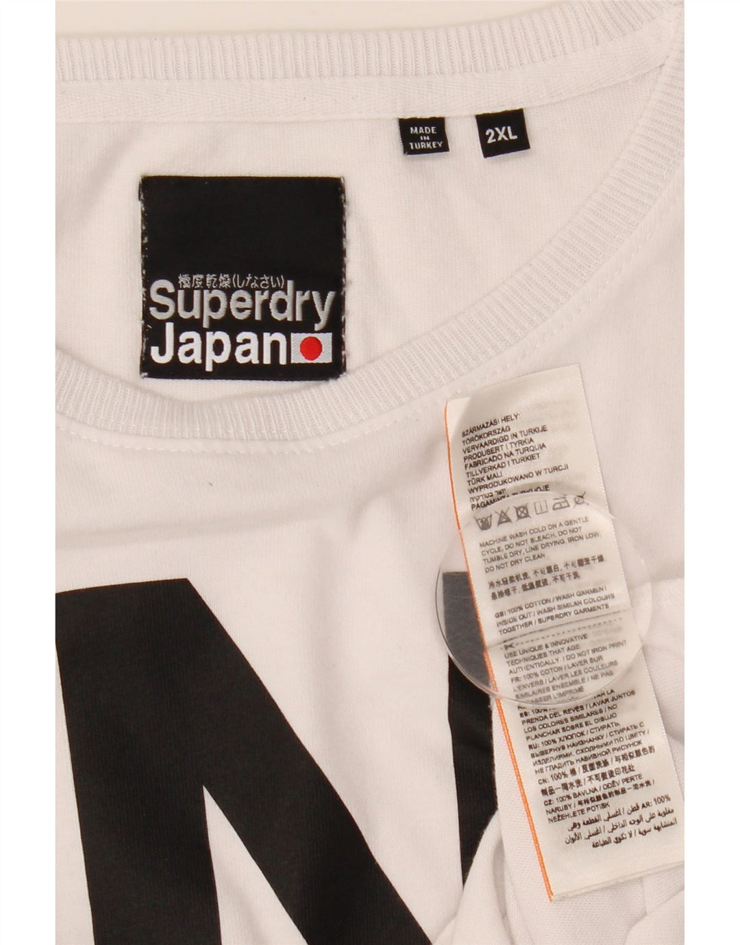 Top gráfico masculino Superdry manga comprida 2XL algodão branco