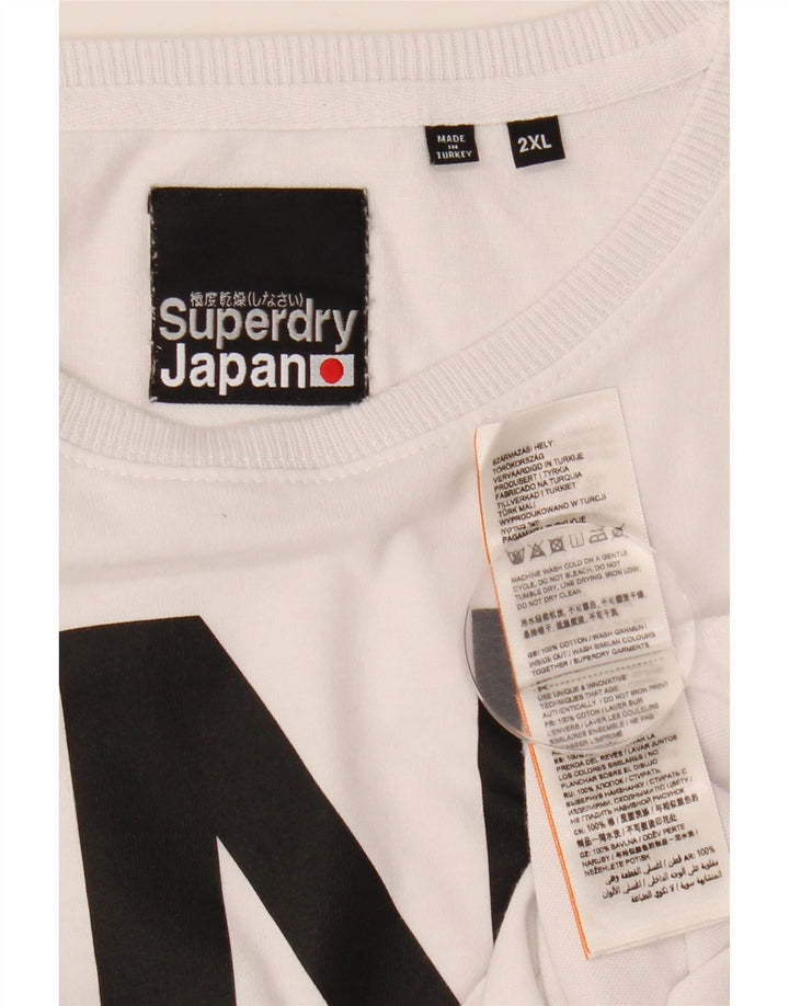 Top gráfico masculino Superdry manga comprida 2XL algodão branco