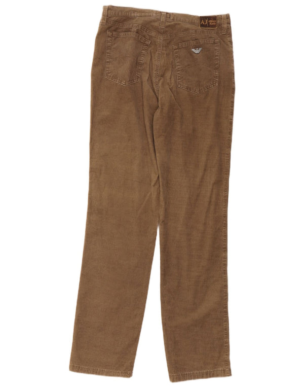 Calça feminina reta de veludo Armani W32 L30 algodão bege