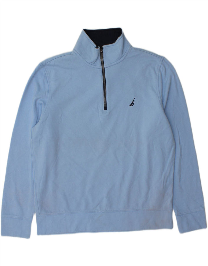 NAUTICA Mens Zip Neck Sweatshirt Jumper Medium Blue Cotton Vintage Nautica and Second-Hand Nautica from Messina Hembry 