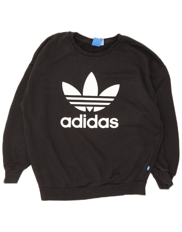 Adidas feminino gráfico oversized moletom jumper reino unido 10 pequeno algodão preto
