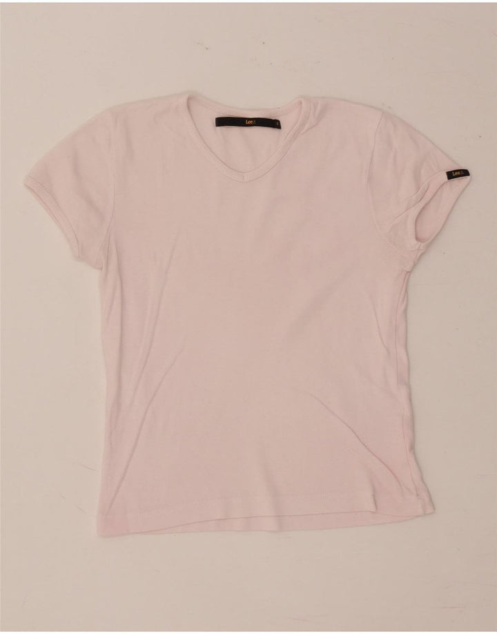 Camiseta feminina LEE cortada UK 12 rosa médio