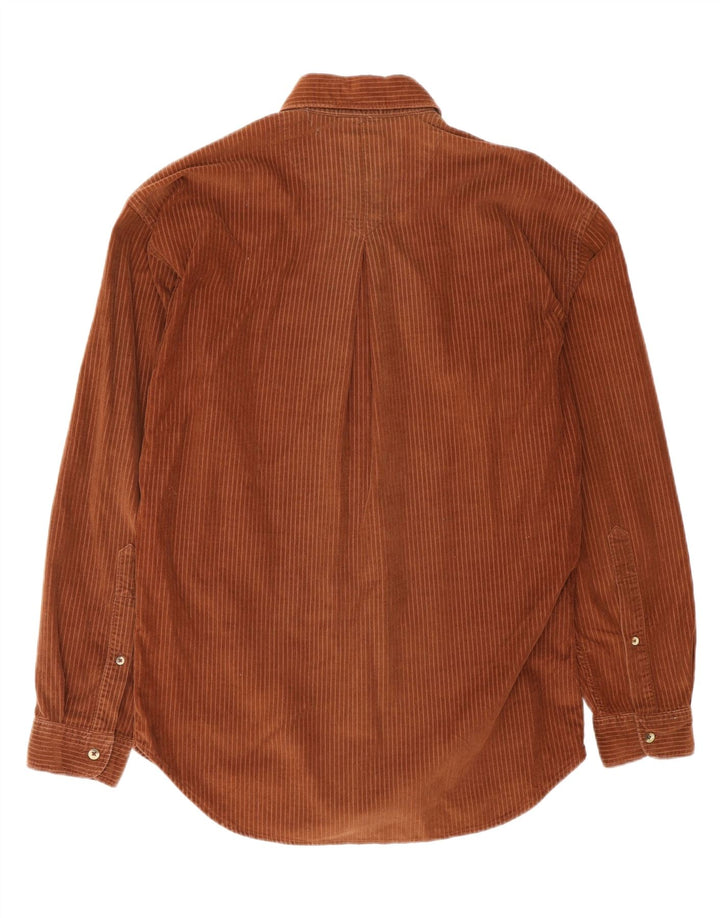 Camisa masculina de veludo Marlboro Classics listrada marrom médio