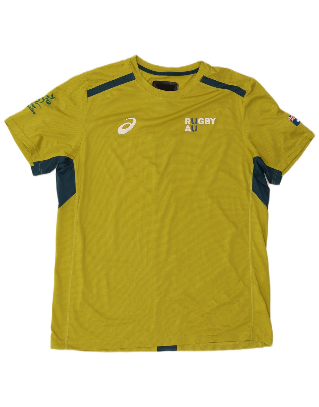 Camiseta gráfica masculina Asics Top 2XL amarelo colorblock poliéster
