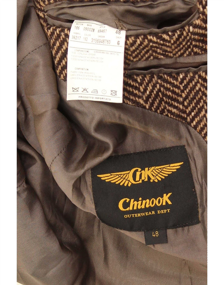 Casaco masculino chinook com peito duplo IT 48 espinha de peixe marrom médio