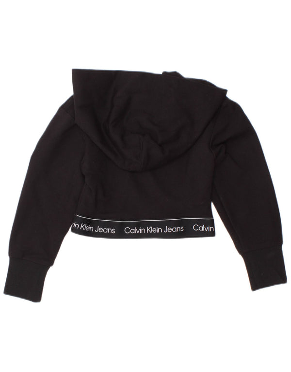 Moletom com capuz feminino Calvin Klein Crop Graphic 3-4 anos preto viscose