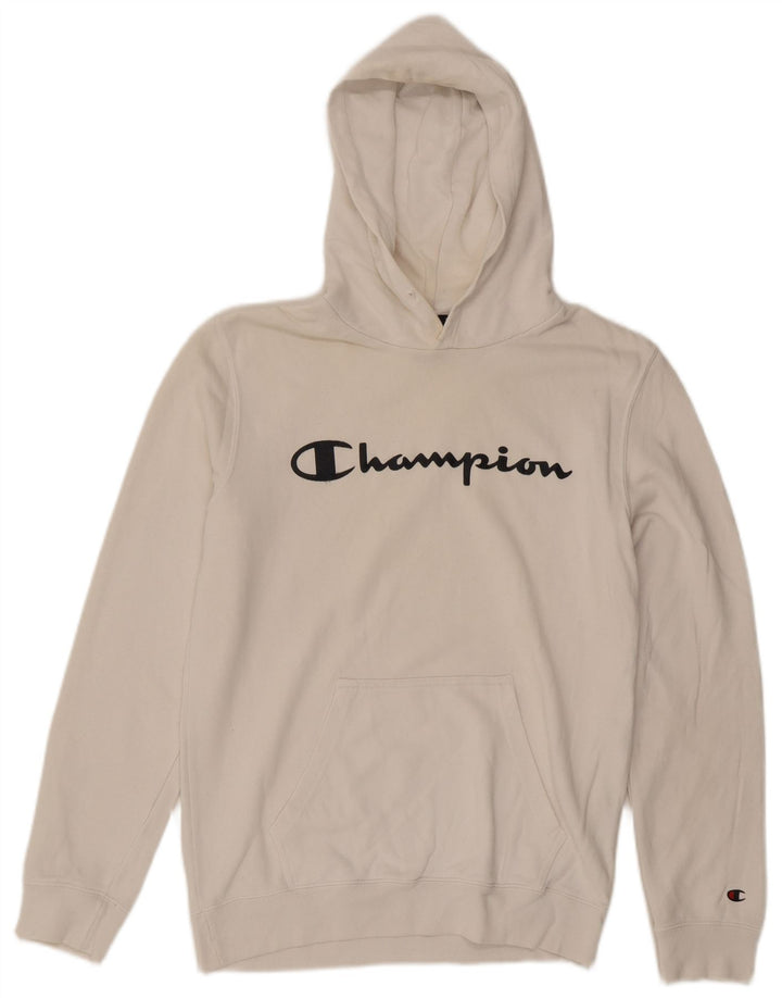 Jumper com capuz gráfico masculino Champion médio branco