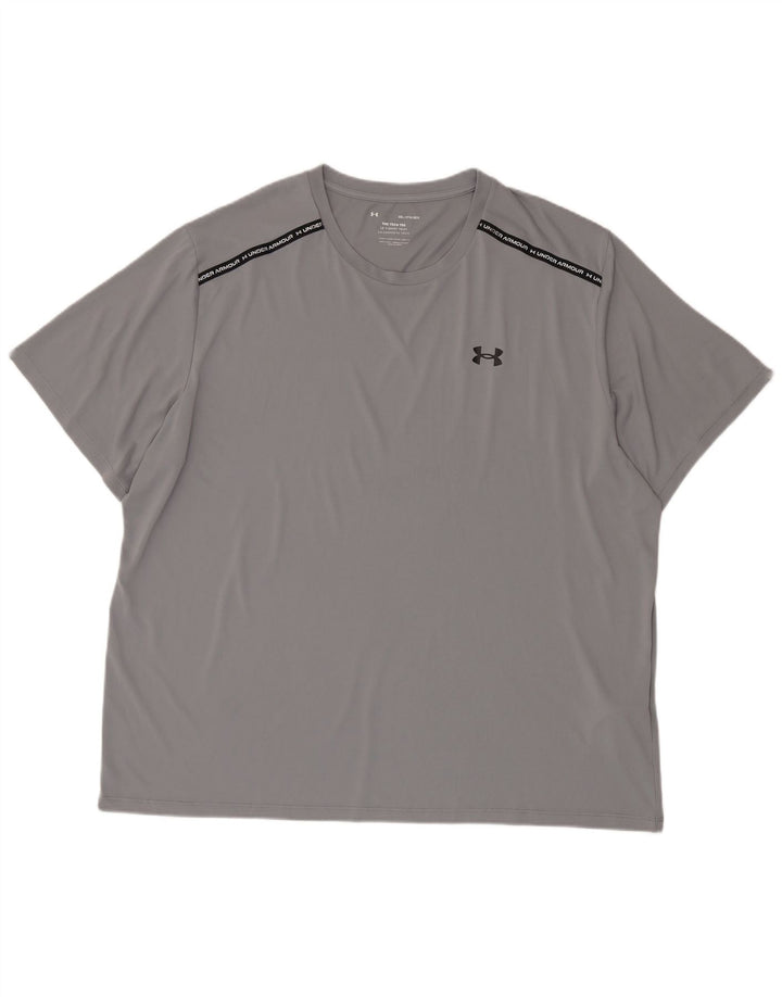 Camiseta gráfica masculina Under Armour Top 3XL poliéster cinza