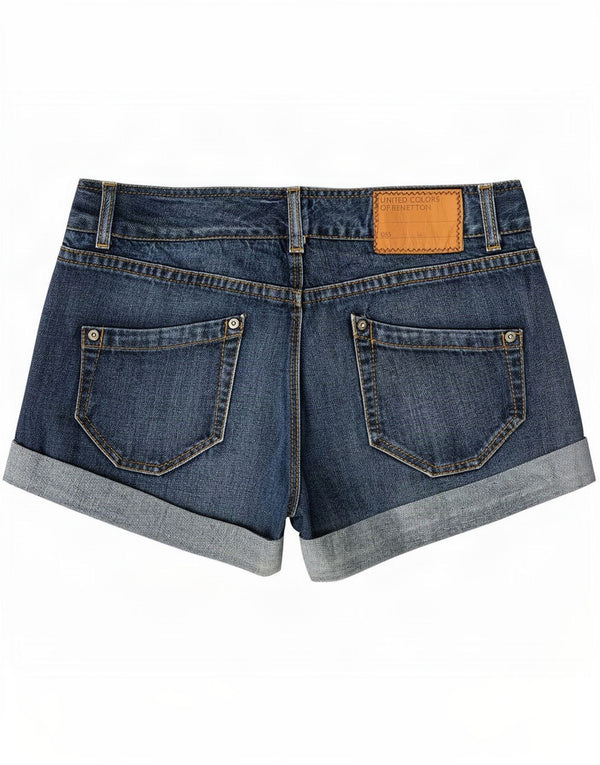 Shorts jeans feminino Benetton IT 42 médio W30 algodão azul