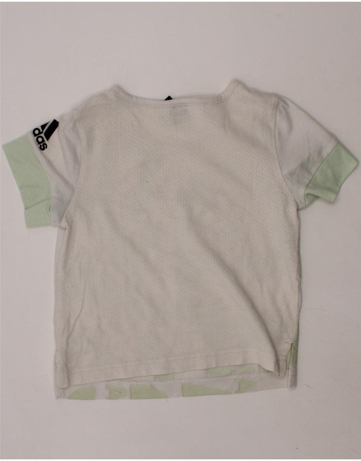 ADIDAS Girls Graphic T-Shirt Top 7-8 Years White Vintage Adidas and Second-Hand Adidas from Messina Hembry 