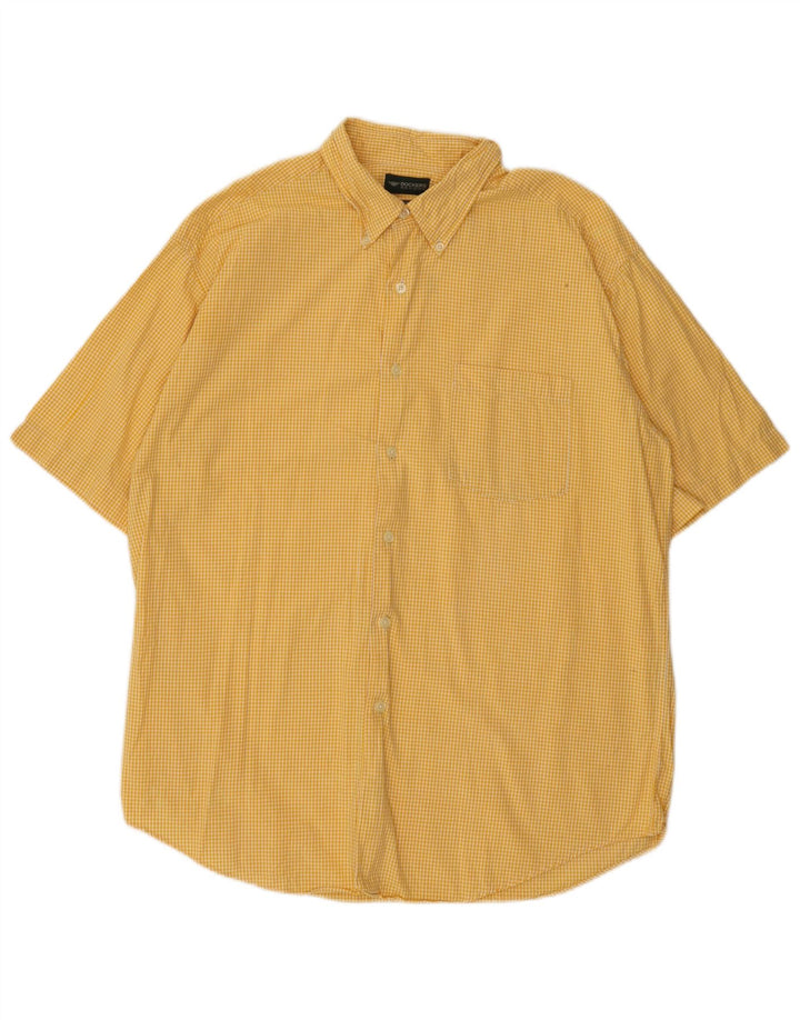Camisa masculina Dockers de manga curta grande algodão guingão amarelo