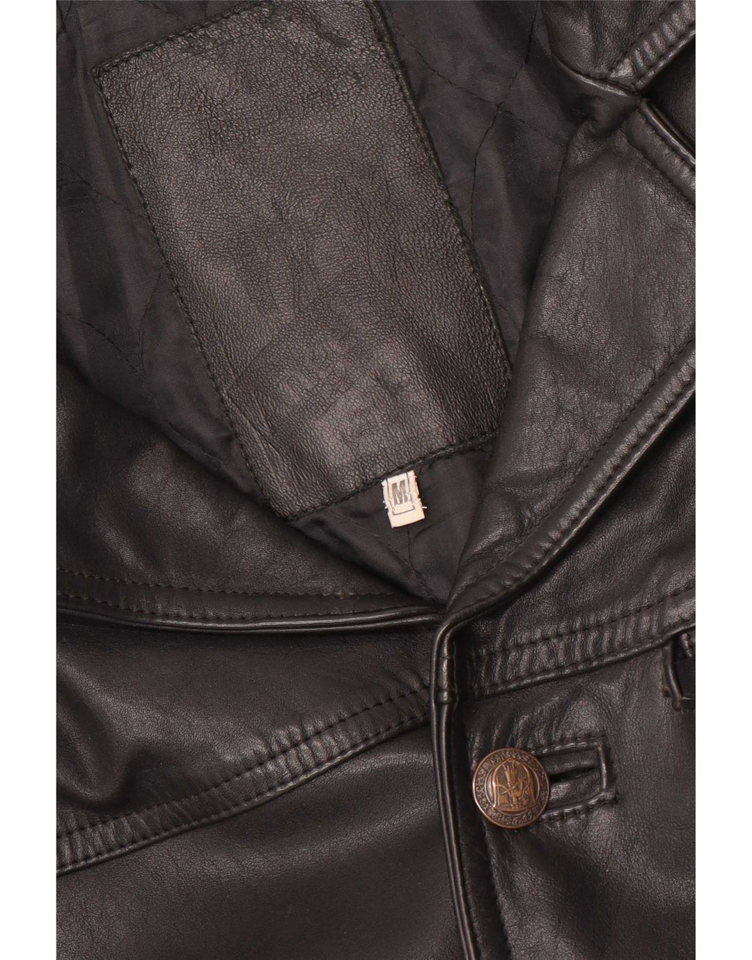 Jaqueta de couro masculina vintage UK 38 média preta