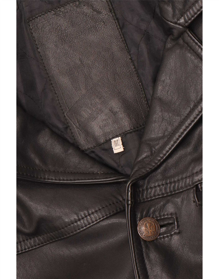 Jaqueta de couro masculina vintage UK 38 média preta