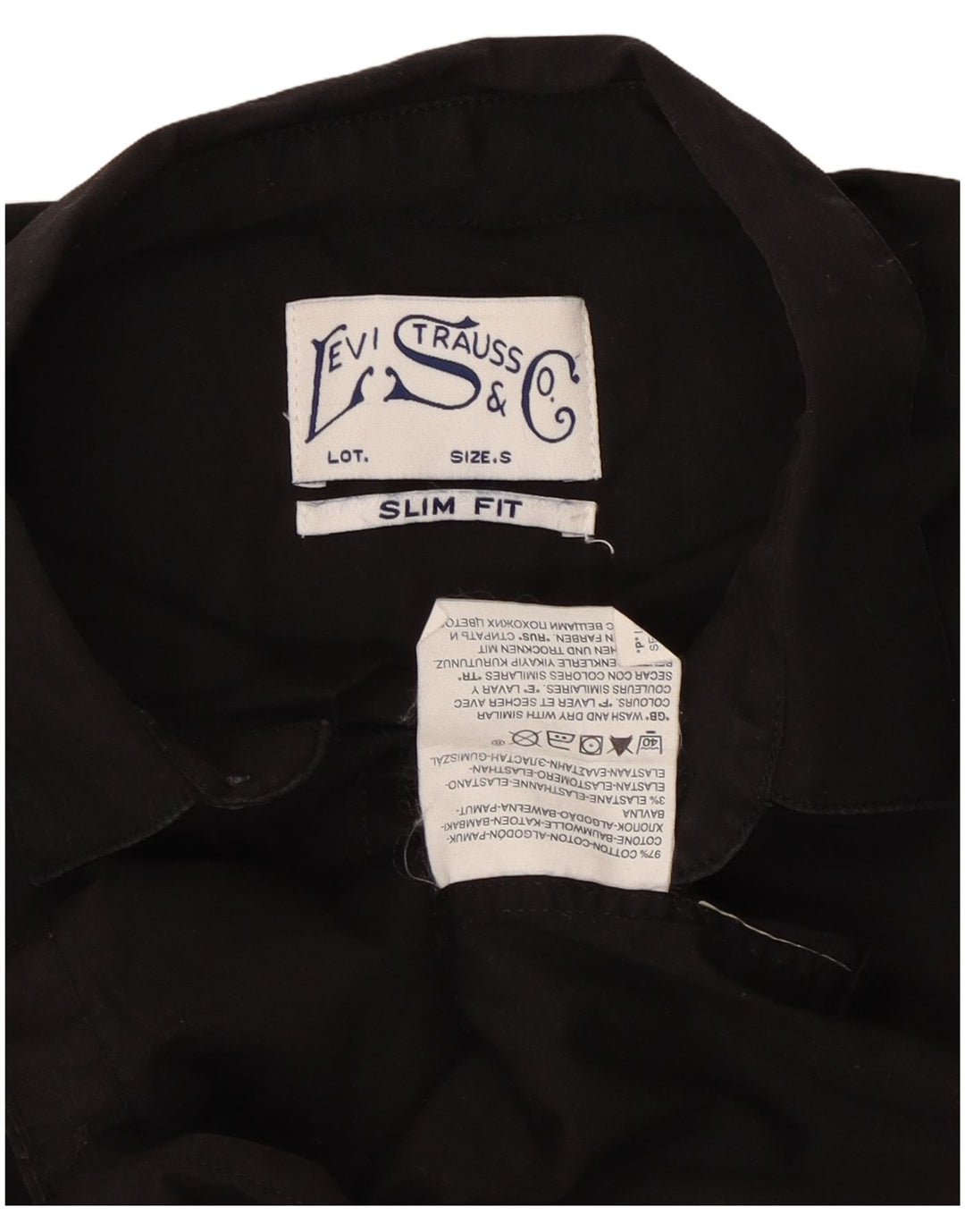 Camisa masculina Levi's de manga curta slim fit pequena de algodão preto