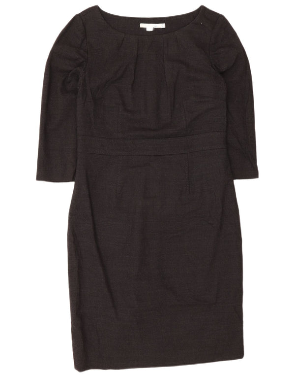 Vestido feminino Boden manga 3/4 com bainha regular Reino Unido 12 lã cinza médio