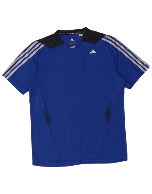 ADIDAS Mens Climacool T-Shirt Top Grande Azul Colorblock Poliéster