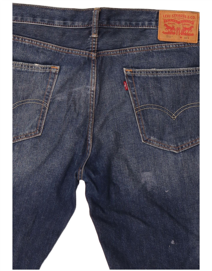 Shorts jeans masculino Levi's 511 Distressed W36 grande algodão azul