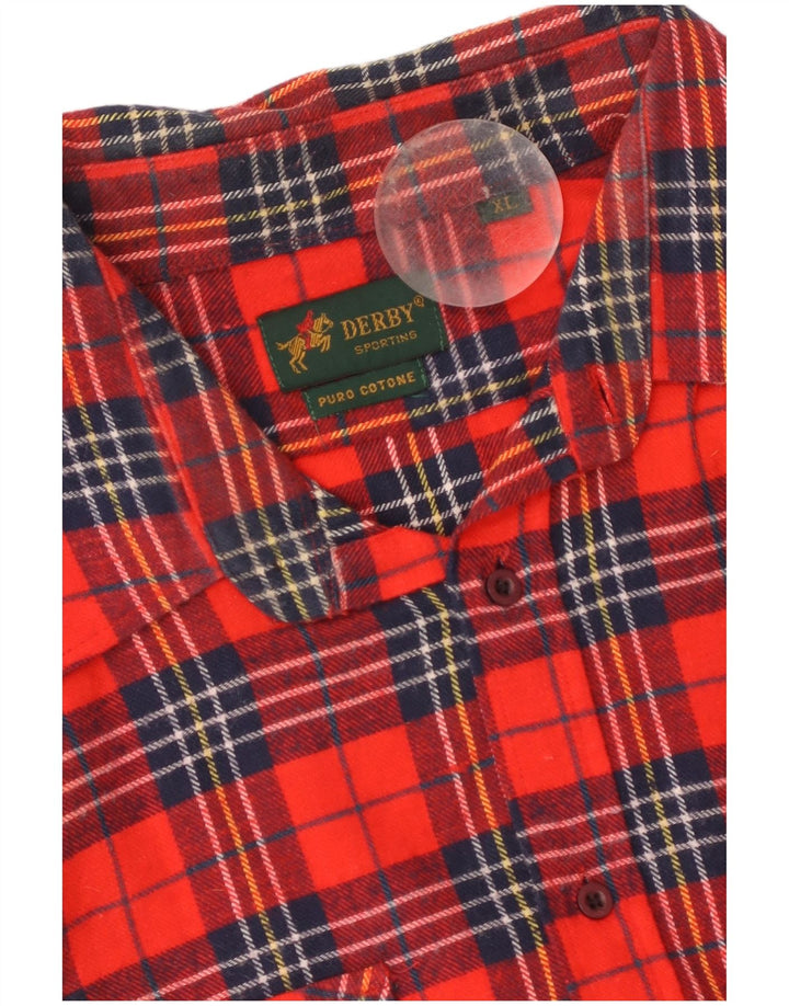 Camisa masculina de flanela Derby XL algodão xadrez vermelho