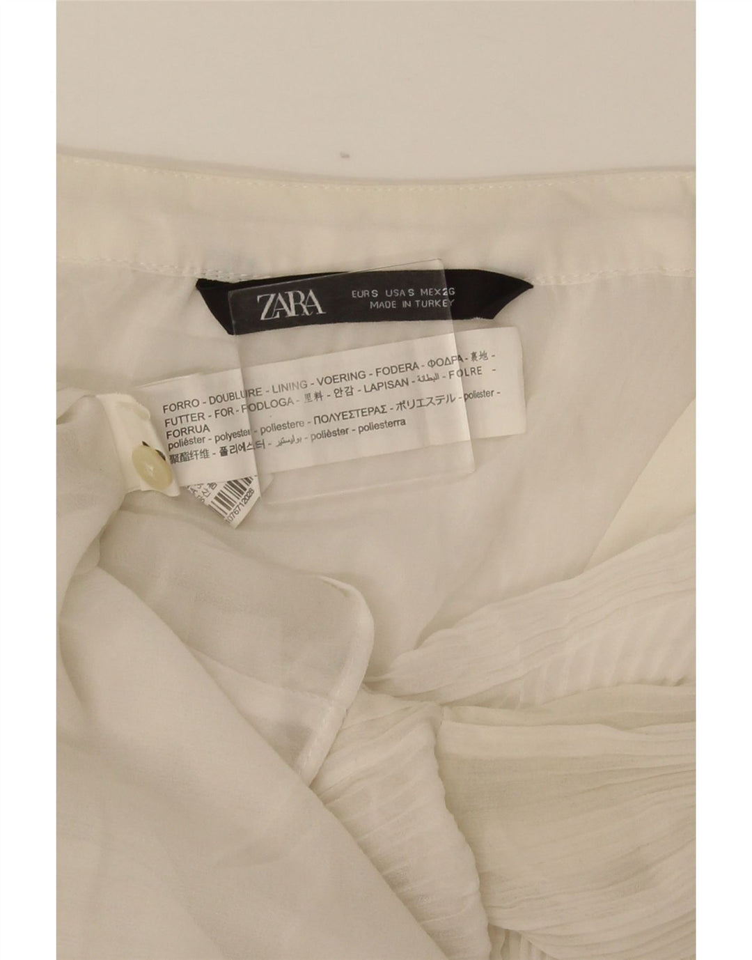 Blusa camisa feminina Zara UK 10 pequena poliéster branco