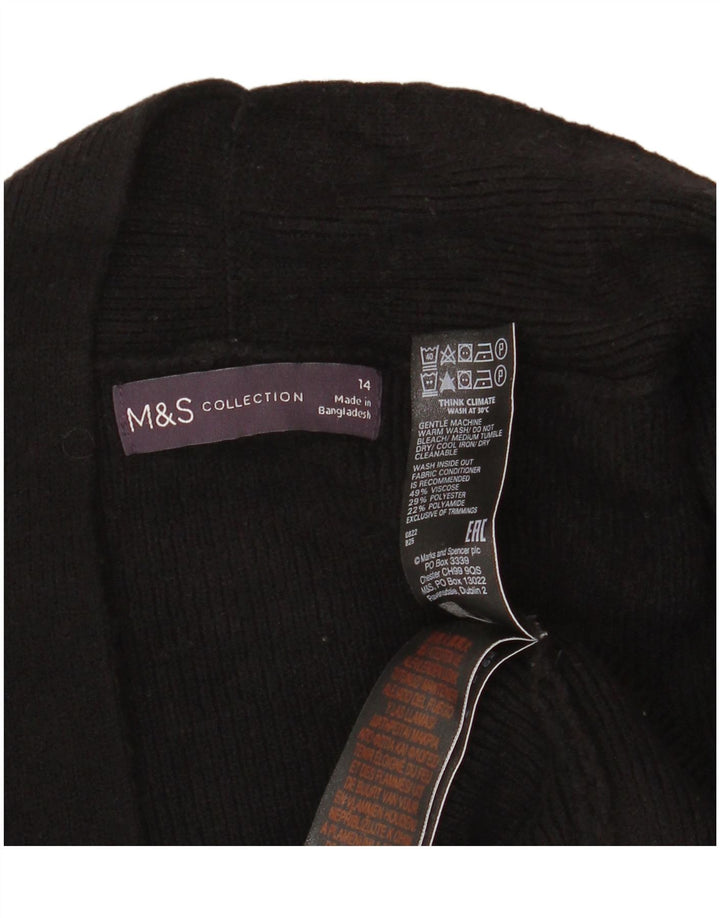 Suéter cardigã aberto feminino Marks & Spencer Reino Unido 14 grande viscose preta