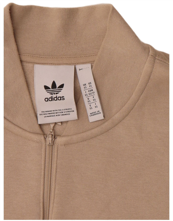 ADIDAS Mens Graphic Zip Neck Moletom Jumper XS Bege Colourblock Algodão
