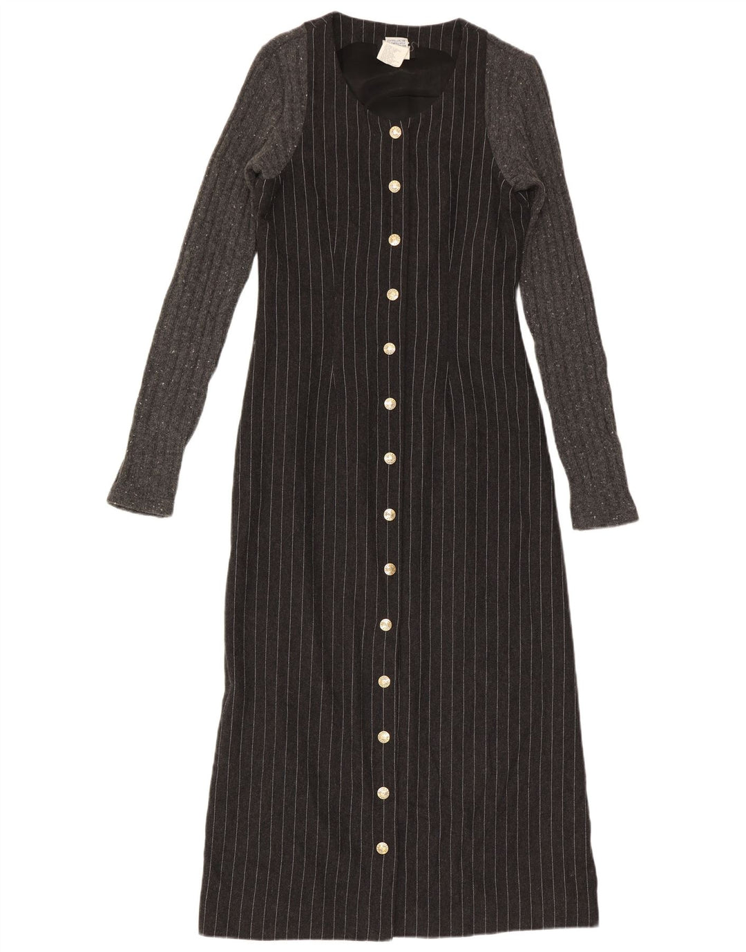 Vestido maxi feminino Dolce & Gabbana manga comprida IT 42 risca de giz cinza médio
