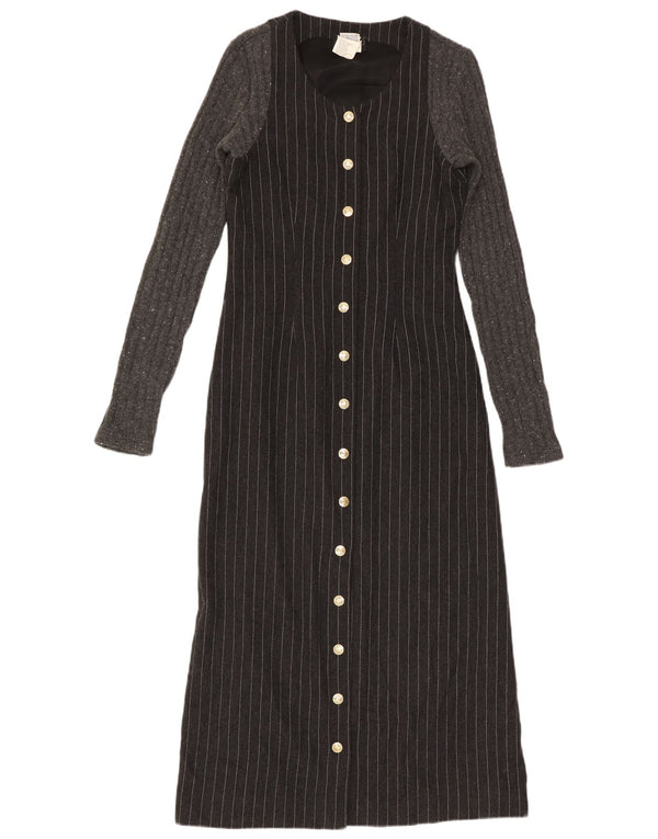 Vestido maxi feminino Dolce & Gabbana manga comprida IT 42 risca de giz cinza médio