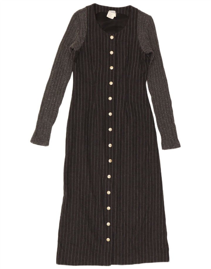Vestido maxi feminino Dolce & Gabbana manga comprida IT 42 risca de giz cinza médio