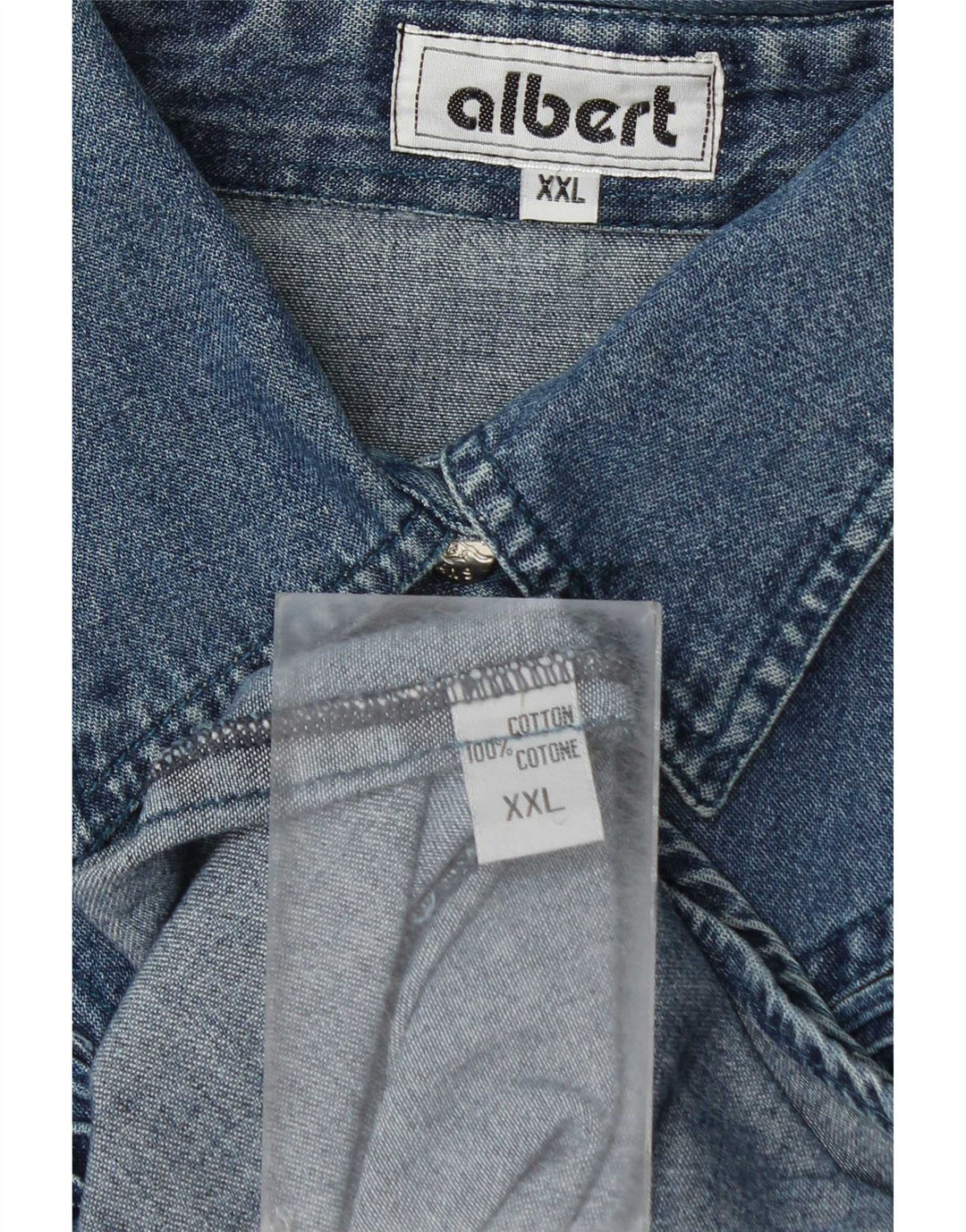 Camisa jeans feminina Albert UK 20 2XL algodão azul