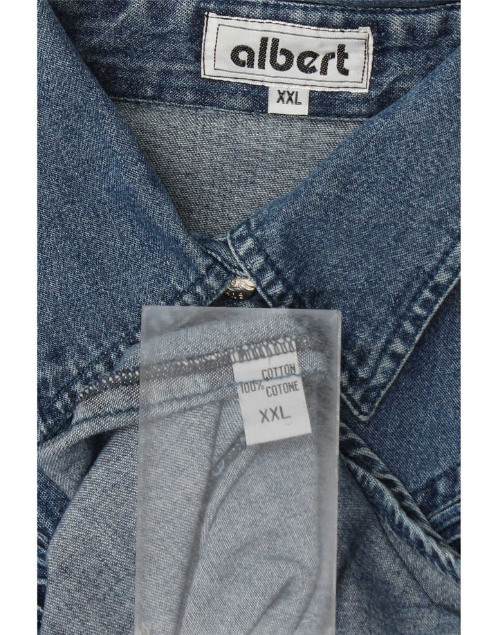 Camisa jeans feminina Albert UK 20 2XL algodão azul