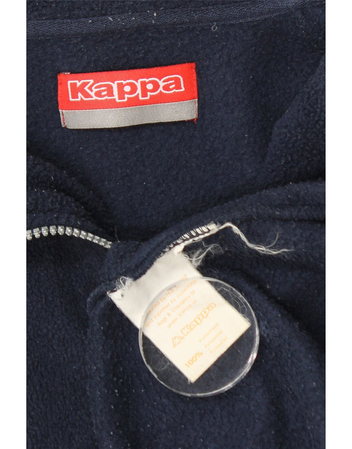 Suéter de lã masculino Kappa com zíper e gola grande azul marinho poliéster