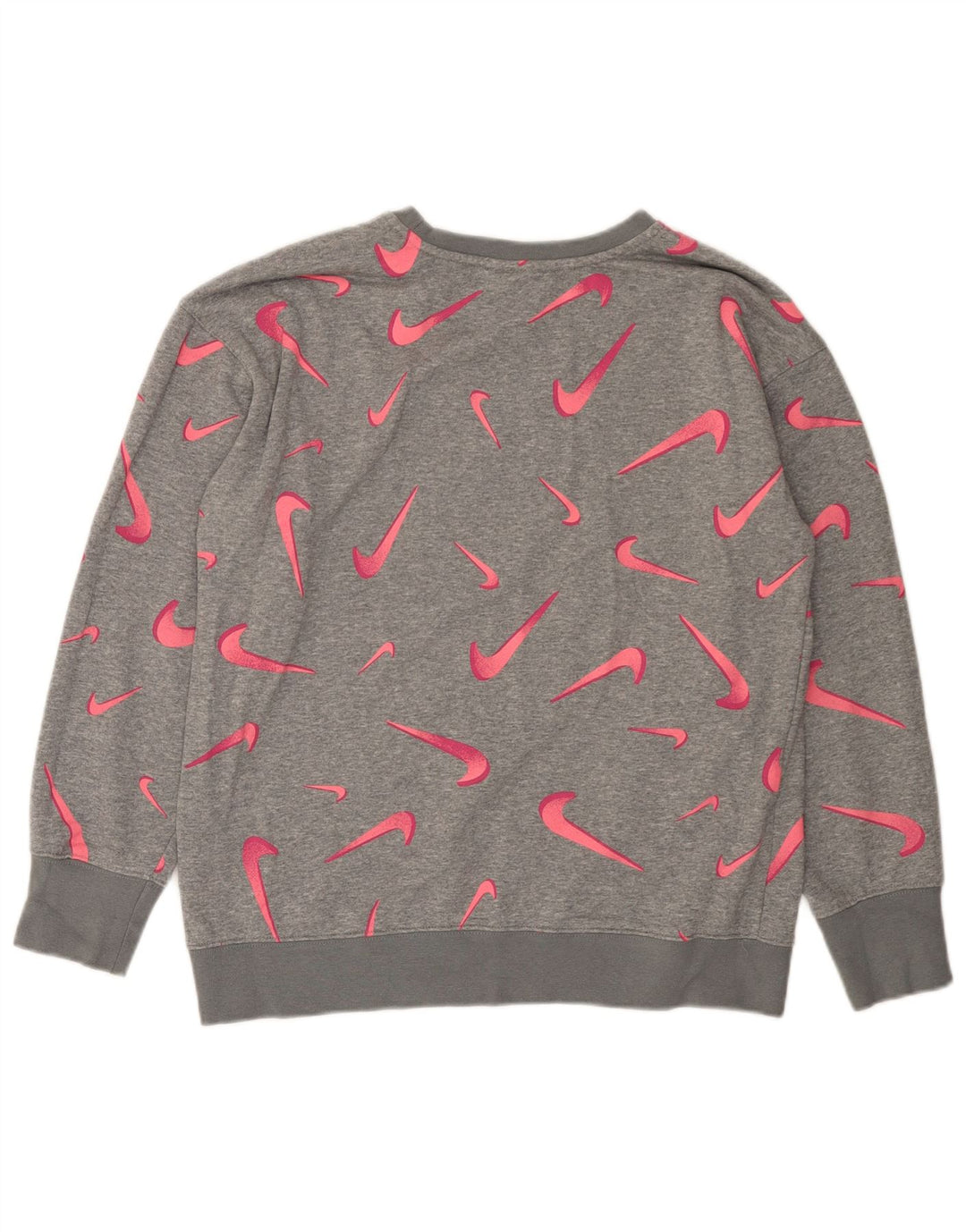 NIKE Girls Graphic Sweatshirt Jumper 13-14 Anos XL Cinza Geométrico