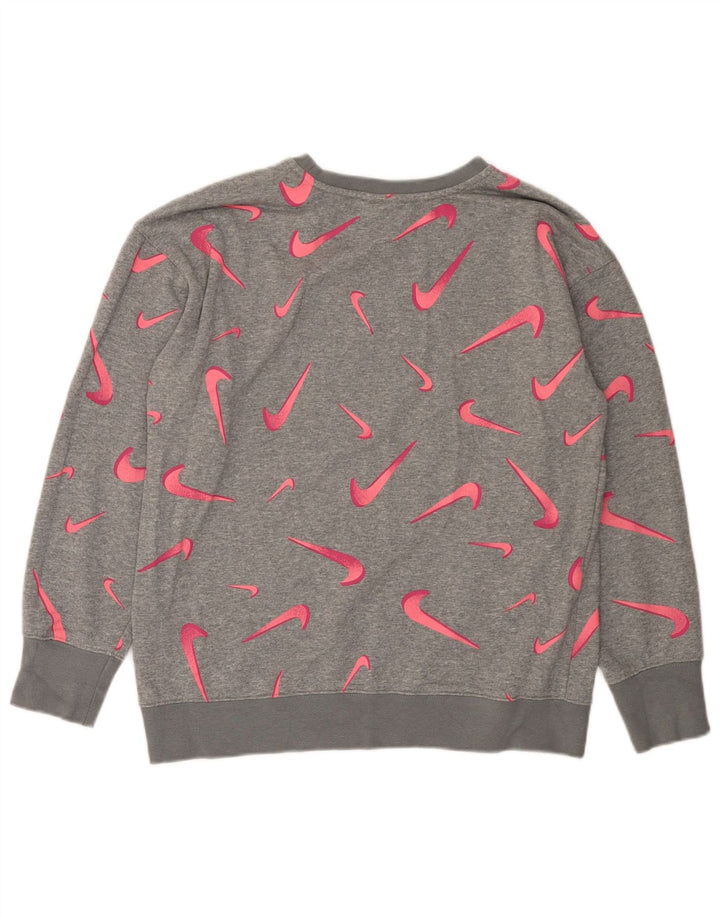 NIKE Girls Graphic Sweatshirt Jumper 13-14 Anos XL Cinza Geométrico