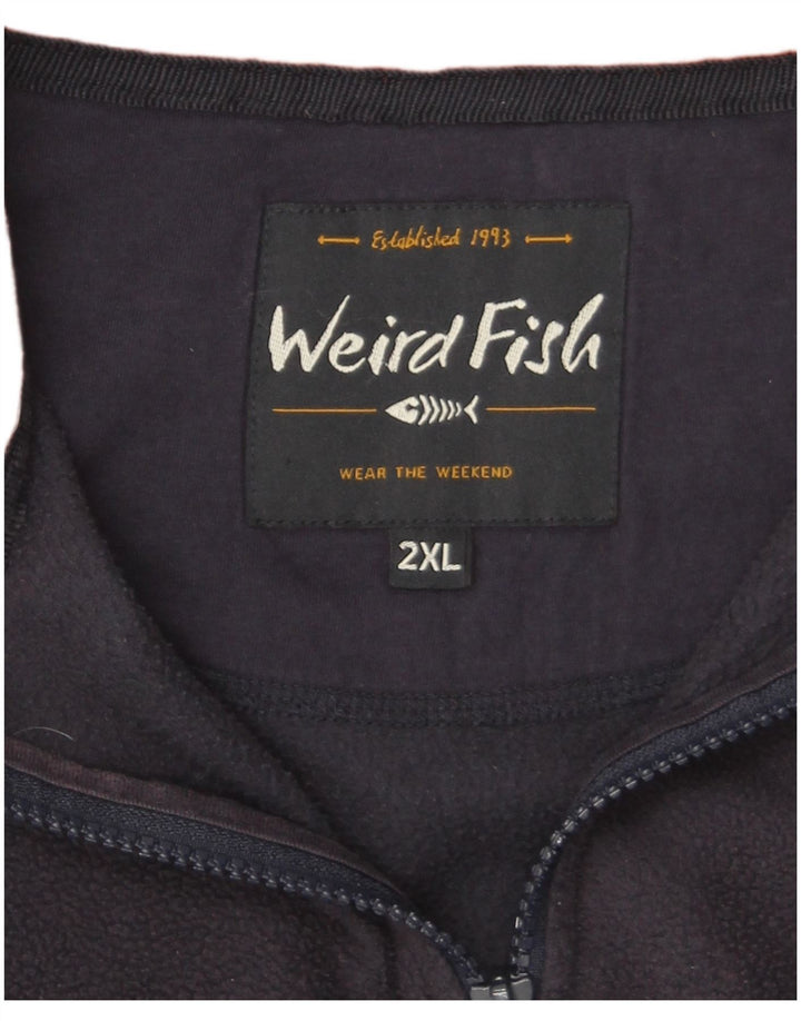 Weird Fish Masculino Zip Neck Fleece Jumper 2XL Azul Marinho Poliéster