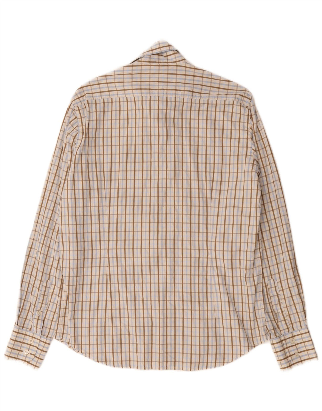 Camisa masculina Ted Baker tamanho 3 algodão xadrez bege médio