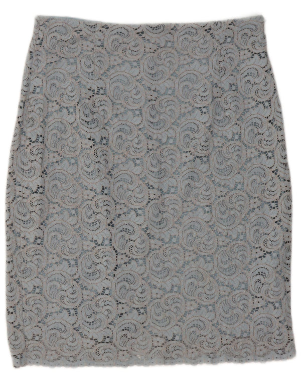 Zara Saia lápis feminina de renda grande W30 algodão paisley cinza