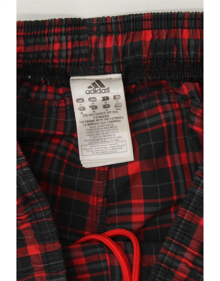 Adidas Mens Sport Shorts Médio Vermelho Xadrez Poliéster