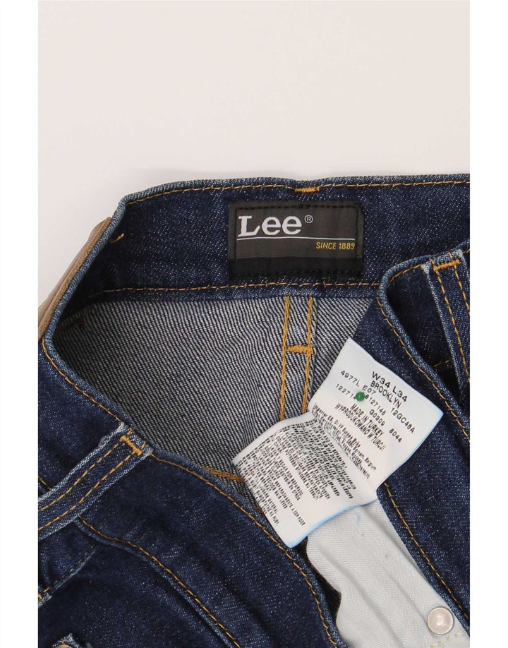 Lee Mens Brooklyn Straight Jeans W34 L34 Azul Algodão