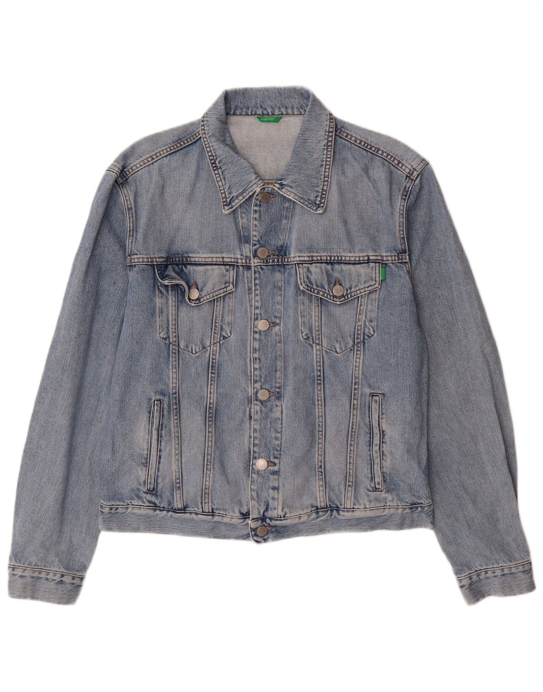 Jaqueta jeans masculina Benetton UK 40 grande algodão azul