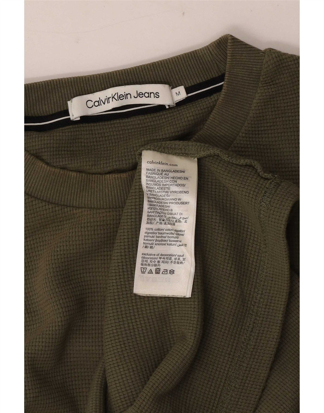 Calvin Klein Jeans Masculino Top Gráfico Manga Longa Médio Algodão Cáqui