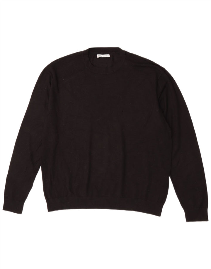 Zara Suéter masculino com gola redonda e viscose preta média